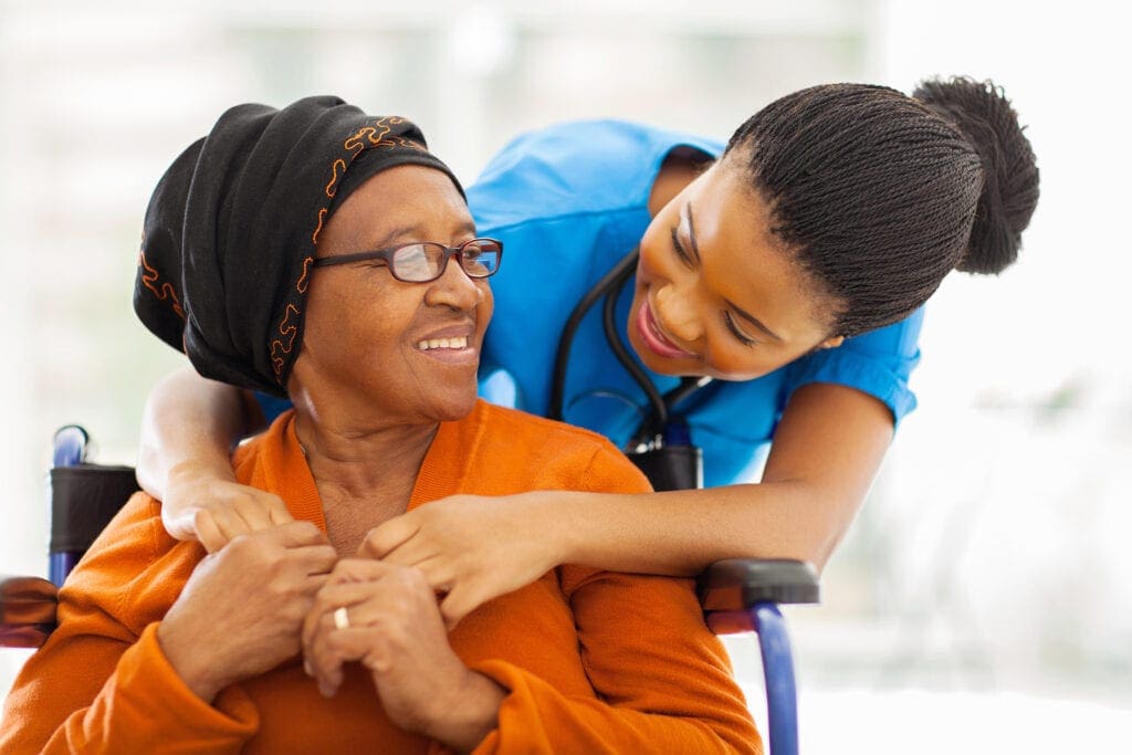 Senior patient with female nurse Senior patient with female nurse